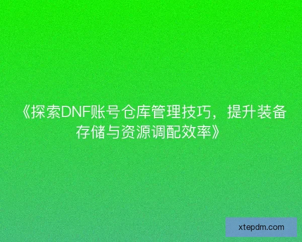 《探索DNF账号仓库管理技巧，提升装备存储与资源调配效率》