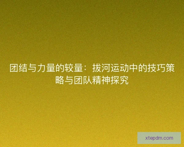 团结与力量的较量：拔河运动中的技巧策略与团队精神探究
